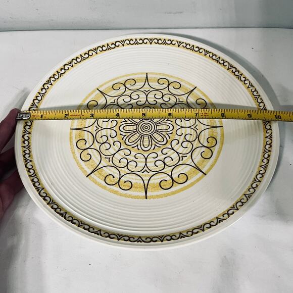 VTG Plate 60s MCM Sierra Ironstone Ceramic 10" MS Max Schonfeld Yellow Scroll - Picture 3 of 5